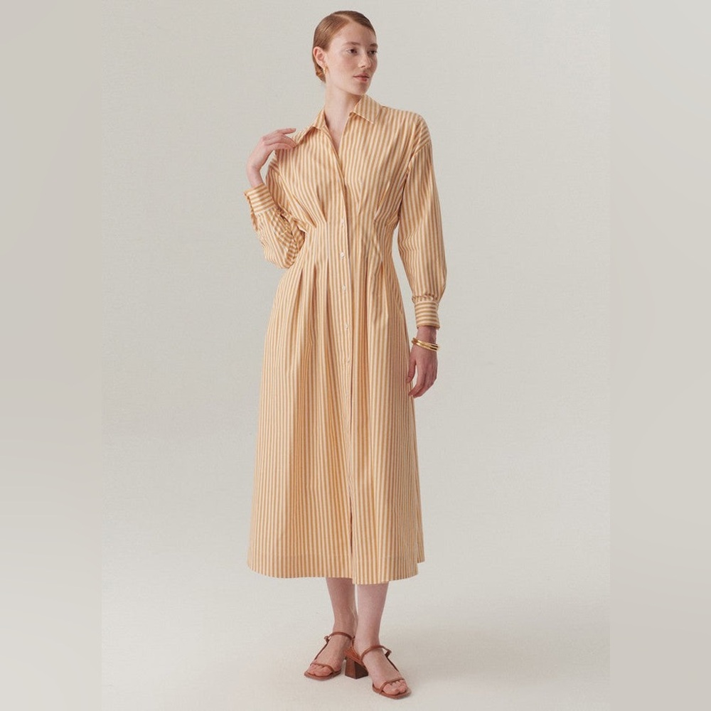 Striped Button-Front Shirt Dress - Light Blue/White - Picture 7 of 12